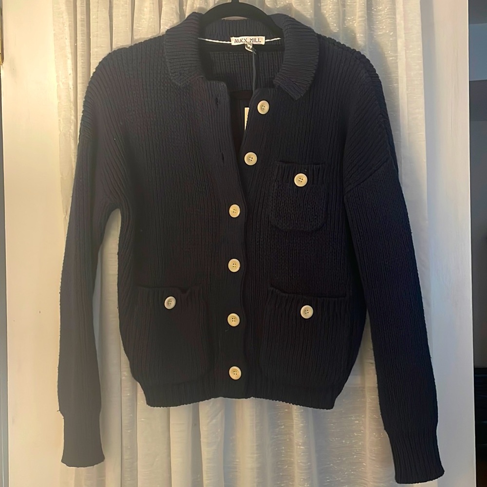 Alex Mill Parker Sweater Jacket XS dark navy NWT